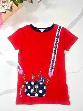 Marc Jacobs Kids Red Graphic Tee with Polka Dot Purse Print